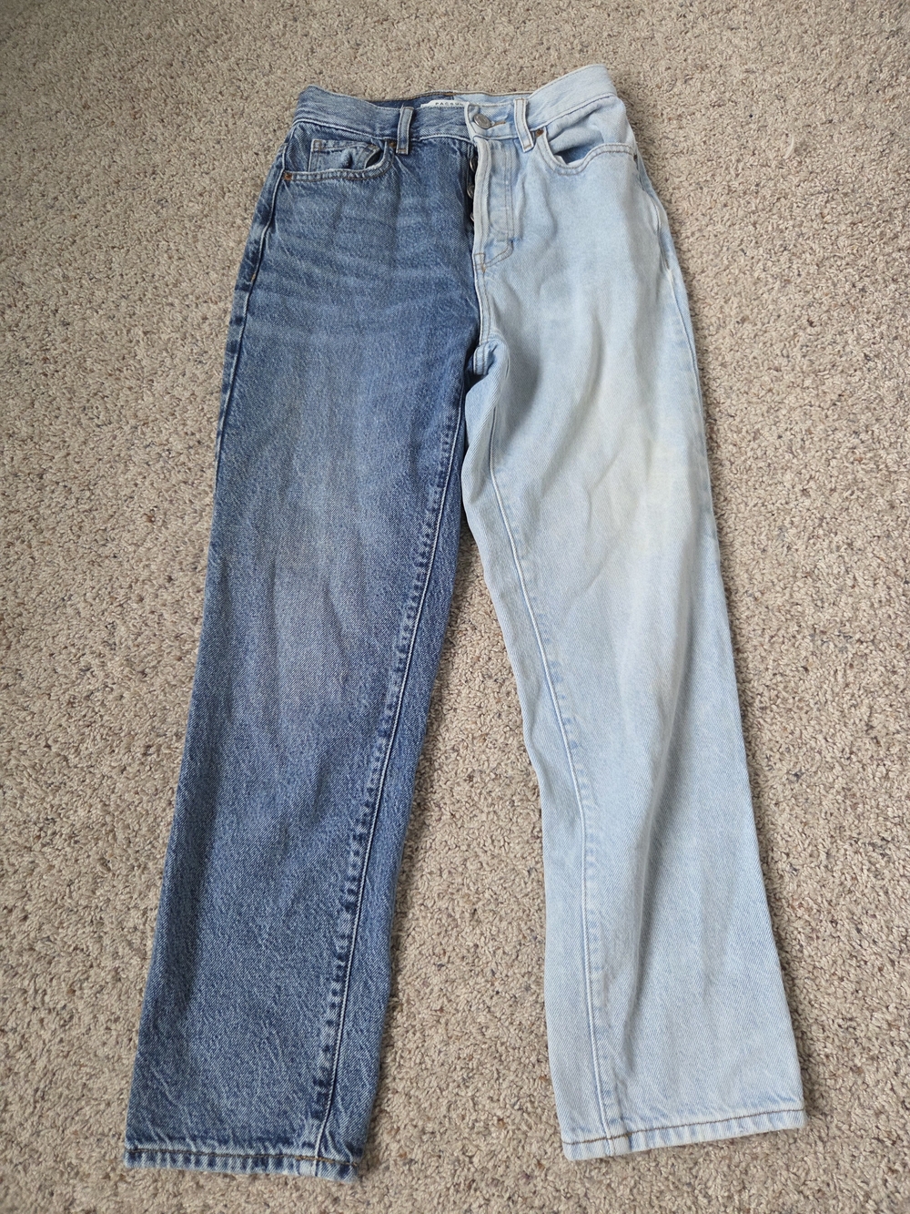 PacSun Women's Two-Tone Straight Leg Jeans - Dark Blue / Light Blue